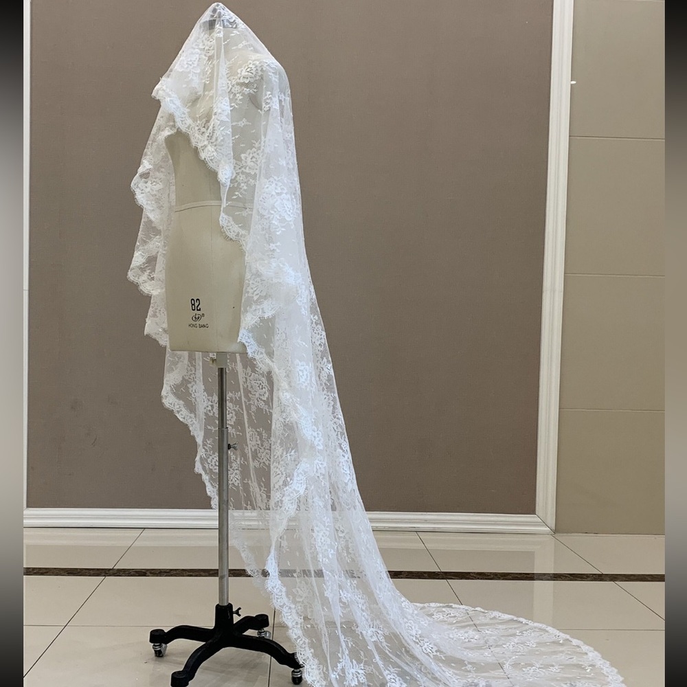 Elegant White Lace Mantilla Veil